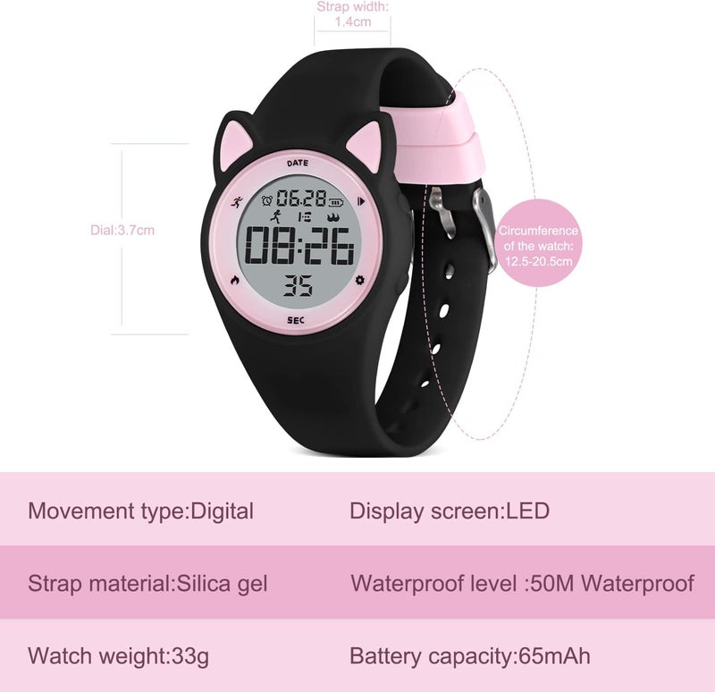 A ALPS Kids Watches for Girls Boys Digital Sport Watch with Step Counter Pedometer Vibration Alarm Clock, No App Waterproof Fitness Tracker Kids Watch Boys Girls Teens Students Ages 5-16 - Image 4